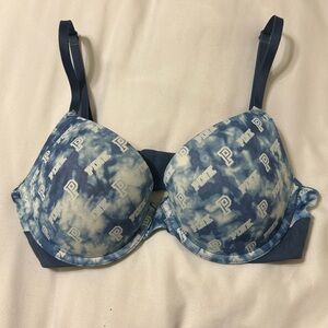 PINK Victoria’s Secret Push Up Bra Blue Marble logo print